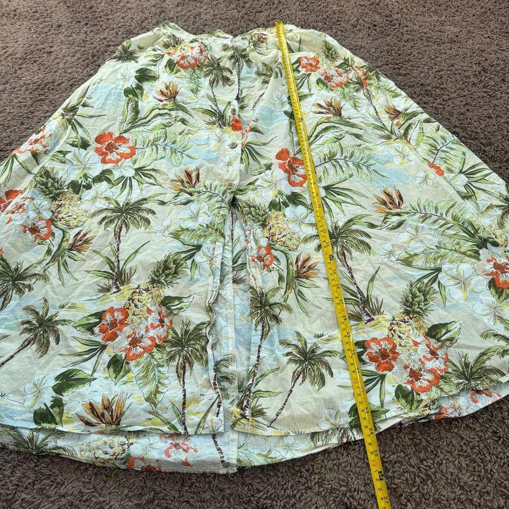 Zara Palm Tree Print Midi Skirt 100% Cotton Boho Vacation Bahamas S Small - Picture 10 of 11